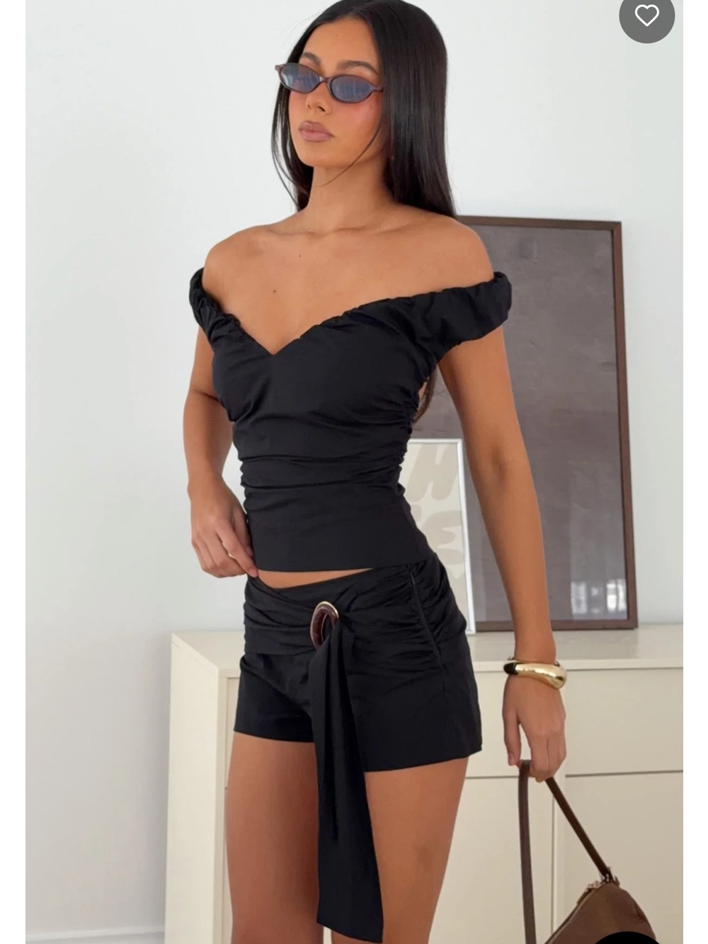 White fox Off-Shoulder Ruched tank top